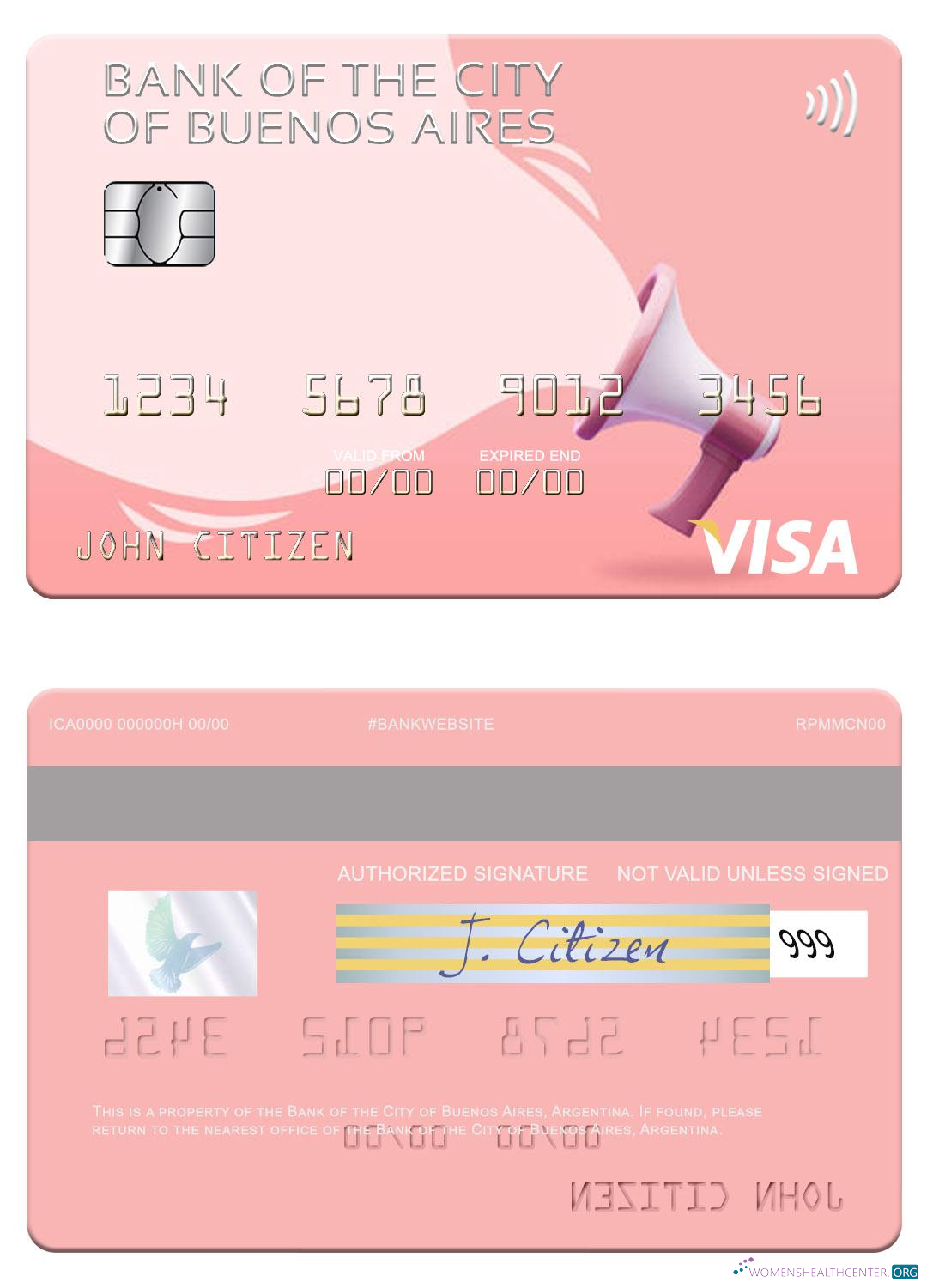 Download Argentina Bank of the City of Buenos Aires visa card Photoshop template